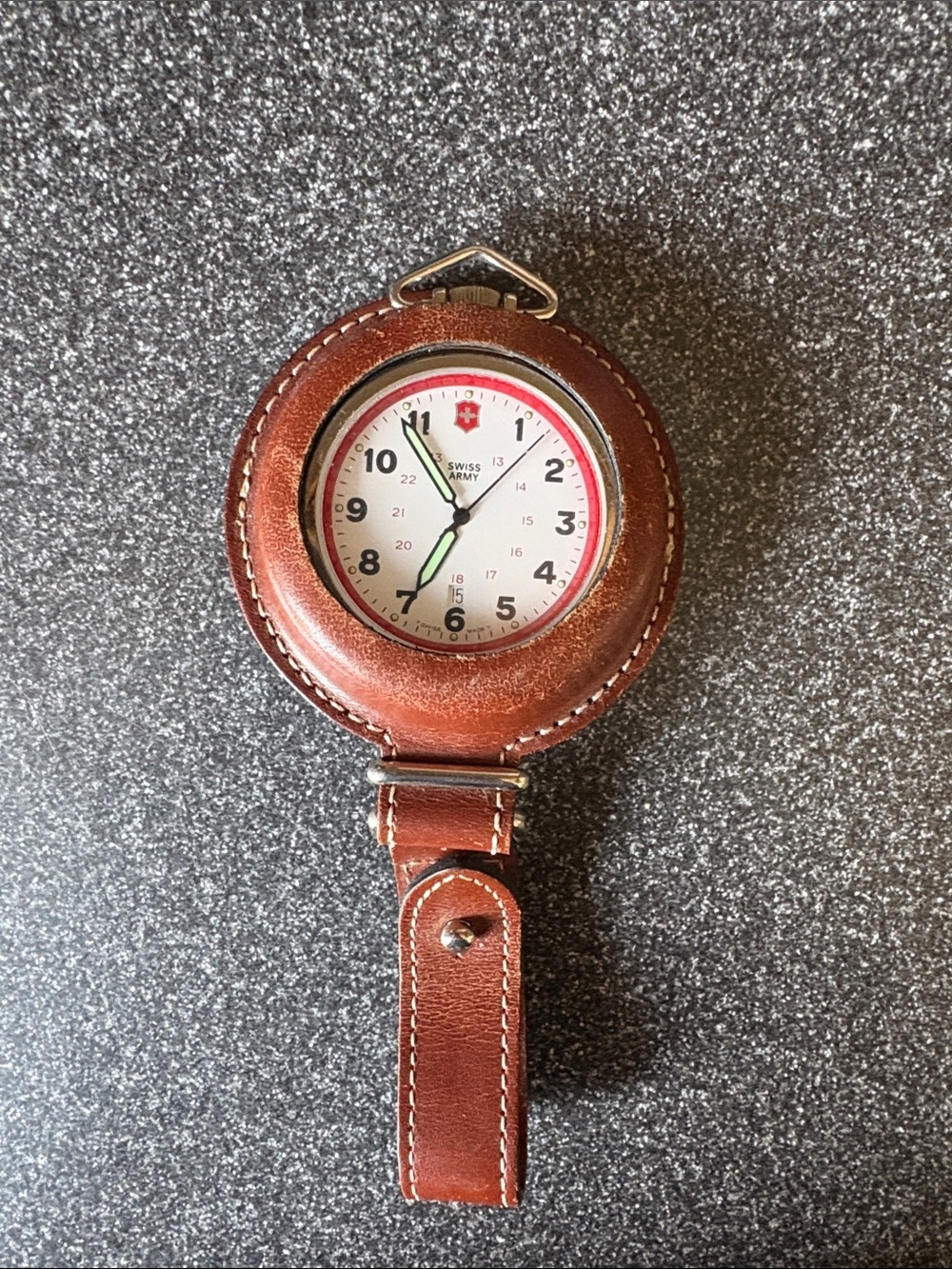 Victorinox Swiss Army Tan Leather Clip-On Round Fob